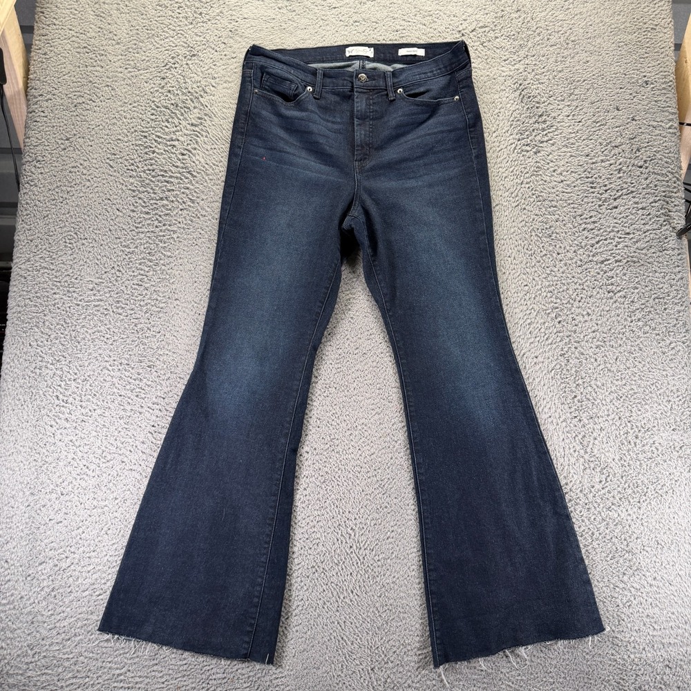 Jessica Simpson Jeans Women's 14 Blue Cotton Denim Flared Workwear Faded Stretch